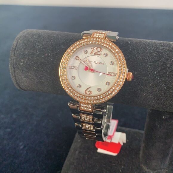 Betsey Johnson NIB 2 tone bling face watch main image 6